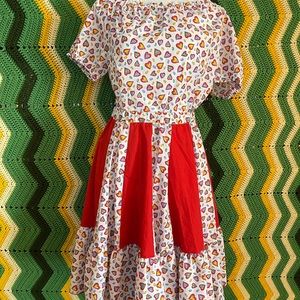 Vintage plus size heart printed dolly goth kinder top and skirt set XL